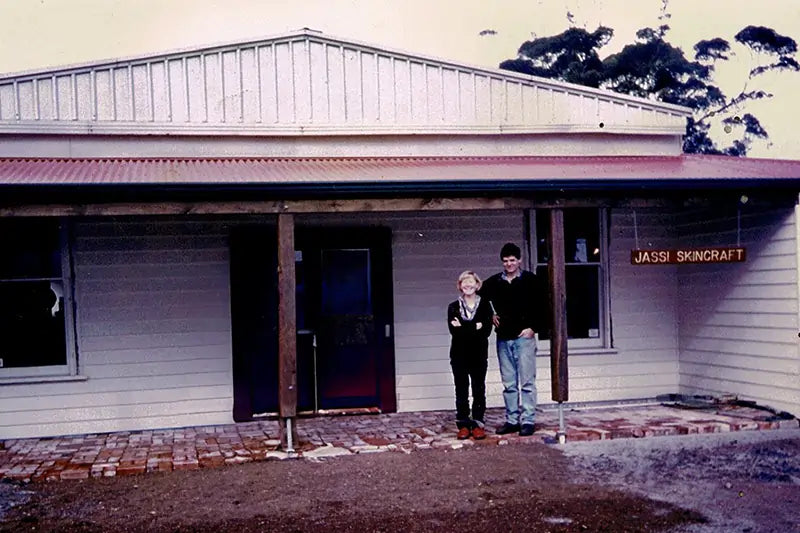 Val and Kevin in front of the Jassi ugg boot shop.