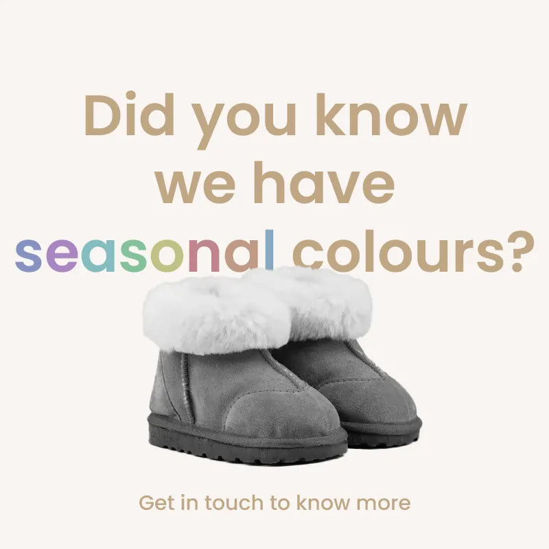 Toddler's ugg boots in soft suede with wool turn, front side view. #color_seasonal